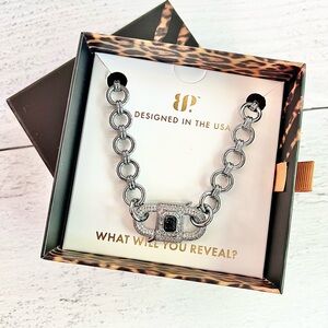 Elegant Silver Necklace with Black Accent